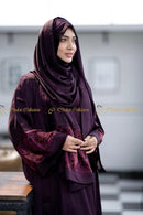 Nowshin three pc Kimono Abaya set Dark Purple - Modest Collection