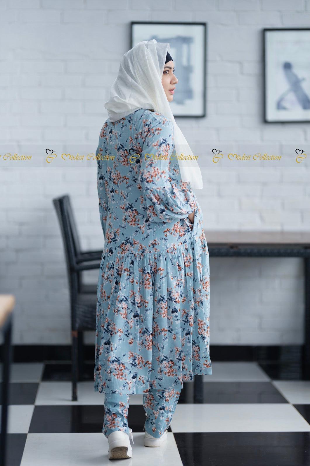 Nupur Tunic floral blue - Modest Collection