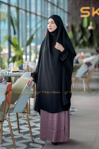Slub-cotton Prayer Jilbab Black