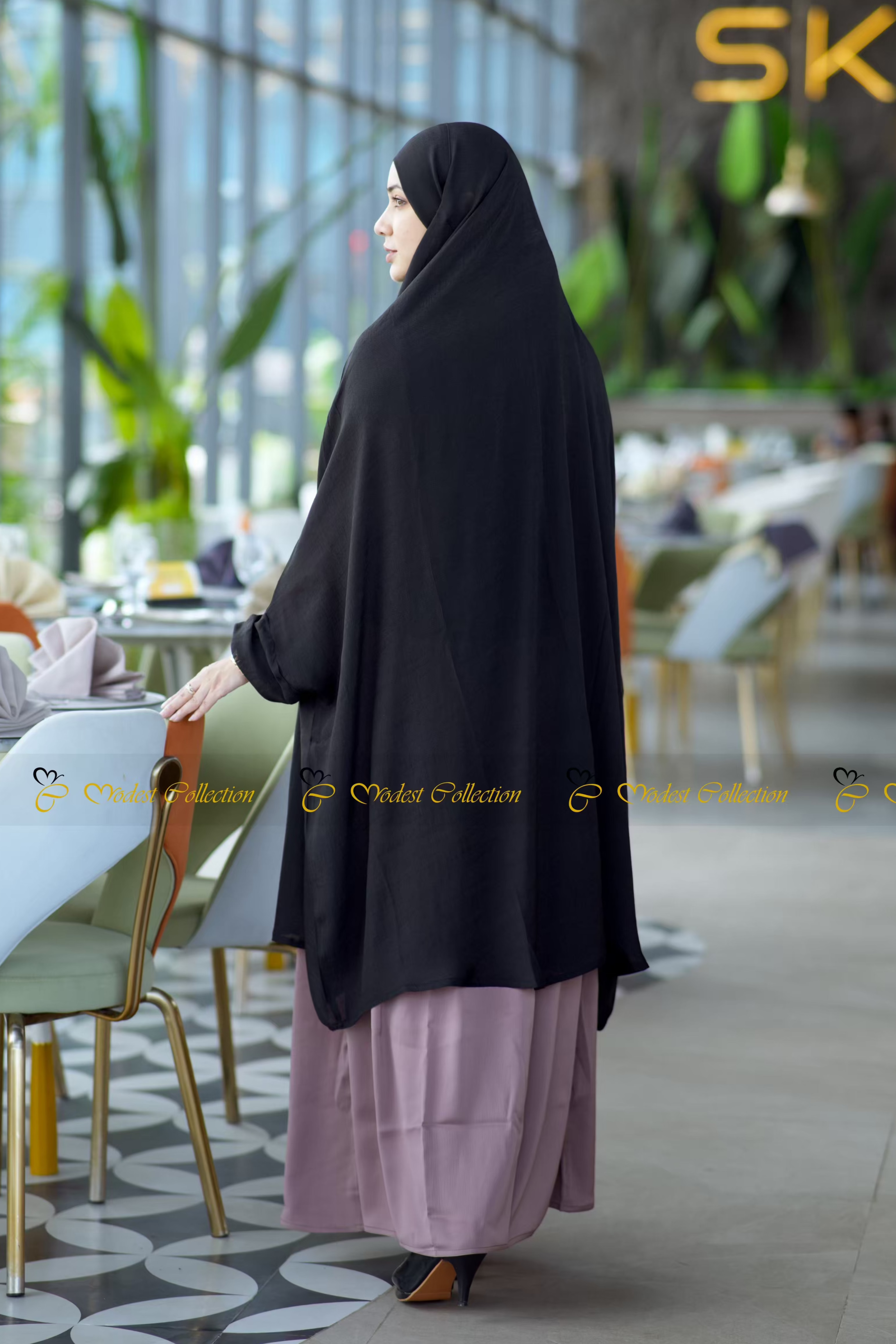 Slub-cotton Prayer Jilbab Black