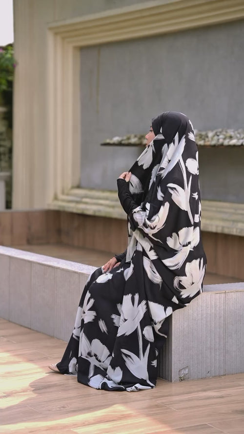 Full length Jilbab Printed Black