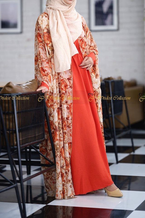 Roshny Abaya Orange bloom