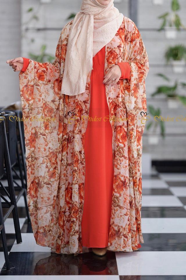 Roshny Abaya Orange bloom - Modest Collection