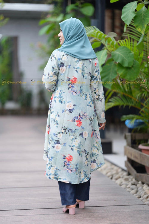 Rumana Kurti Floral mint - Modest Collection