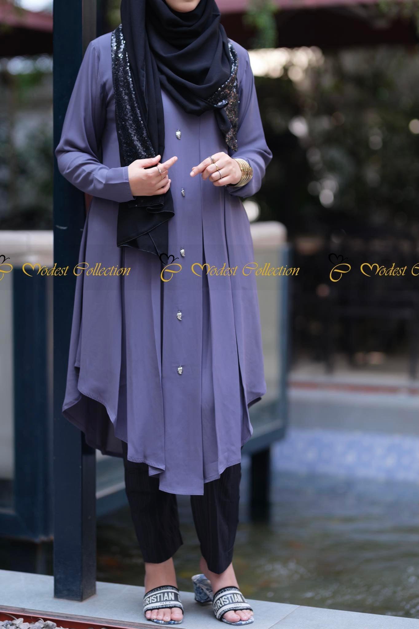 Rumana Kurti Gray - Modest Collection