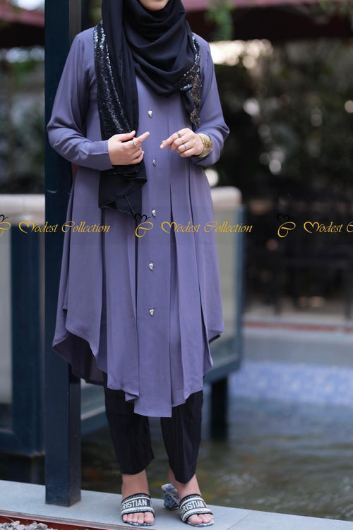 Rumana Kurti Gray - Modest Collection