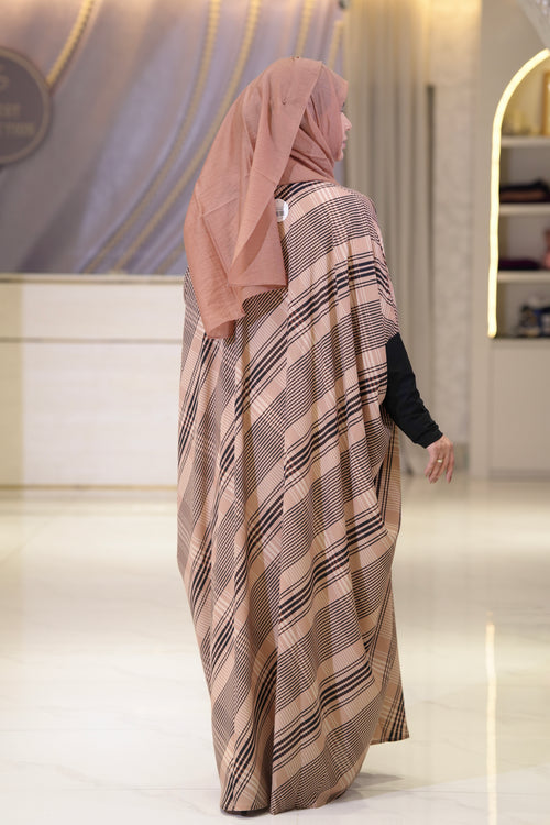 Women wearing the Safiya Striped Kaftan, a non-transparent, lightweight georgette abaya 