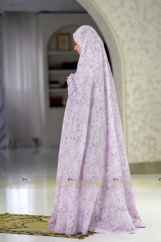Salat Khimar Printed Lilac