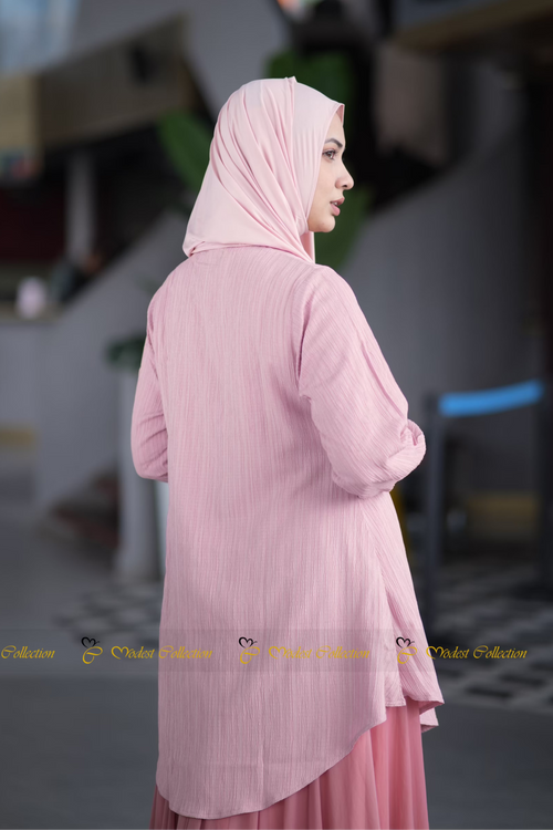 Rafia Top Dusty Pink