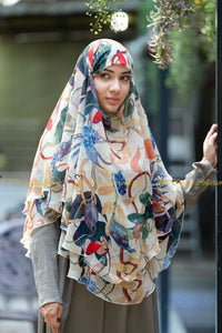 Short Khimar printed leaf