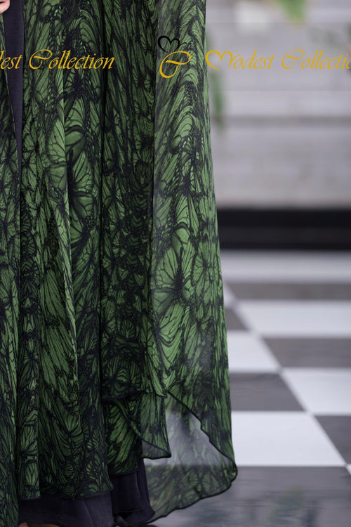Short Khimar printed leaf - Modest Collection