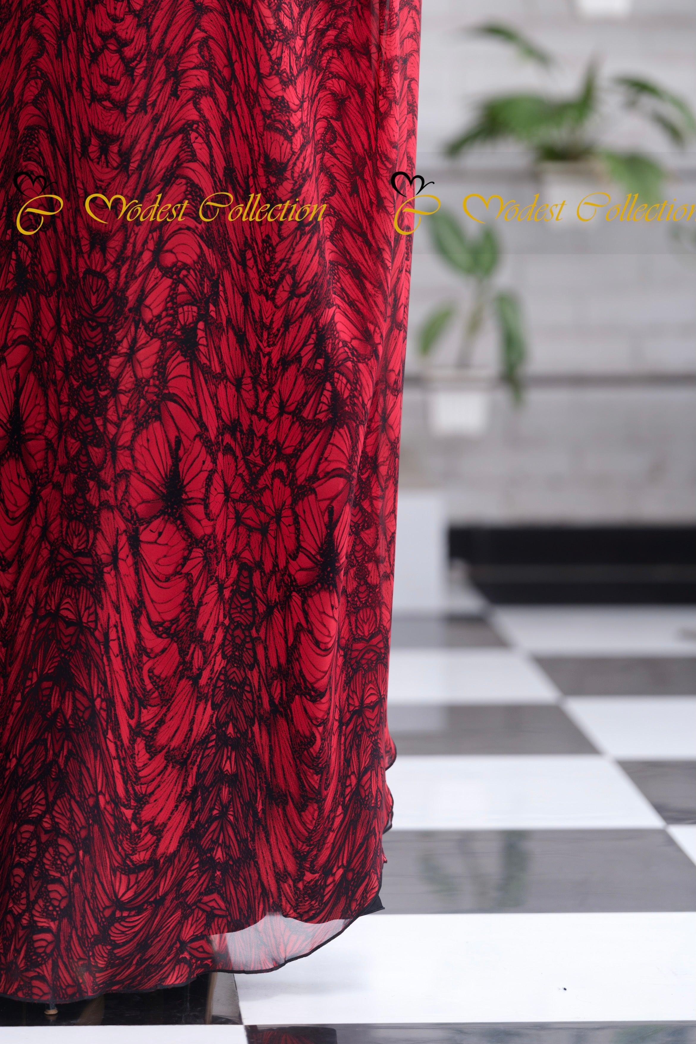 Short Khimar printed leaf - Modest Collection
