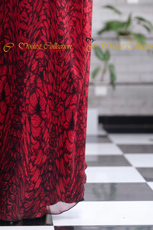 Short Khimar printed leaf - Modest Collection