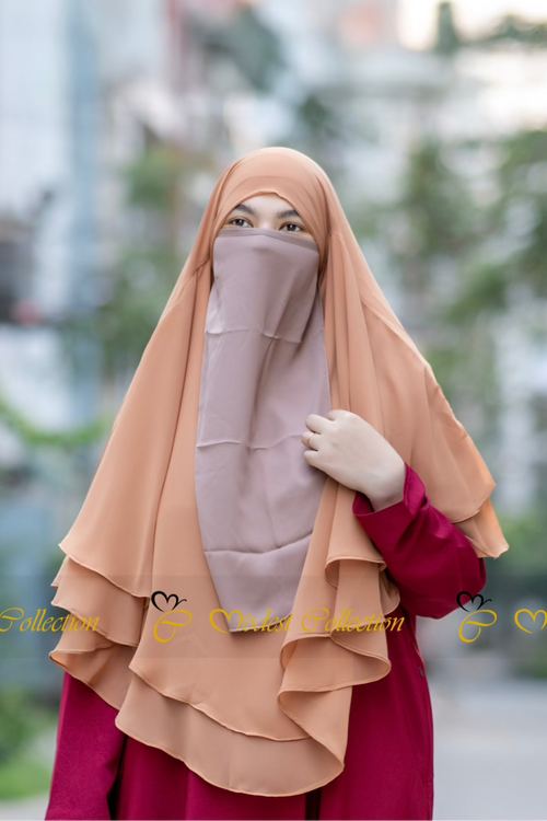 2 Layer Short Jilbab Golden