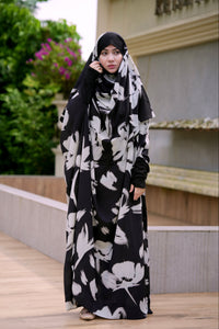 Full length Jilbab Printed Black