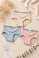 Assorted 3-color value pack of premium antibacterial and breathable cotton women's underwear.