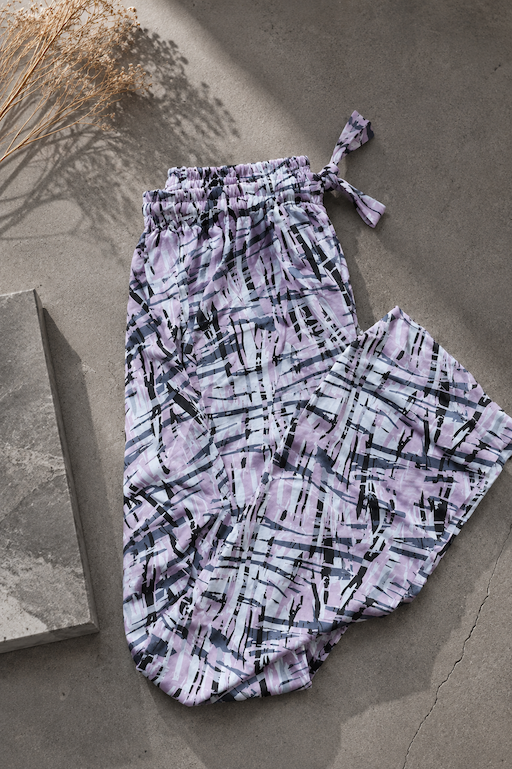 Linen Trousers Printed White