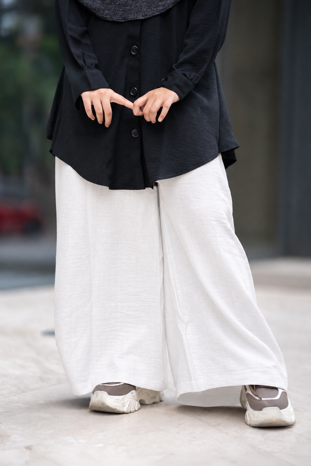 Remie Cotton Formal Pants in white- Front View