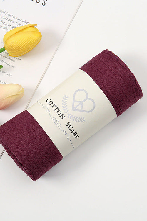 Wrinkle Cotton Hijab Wine Red